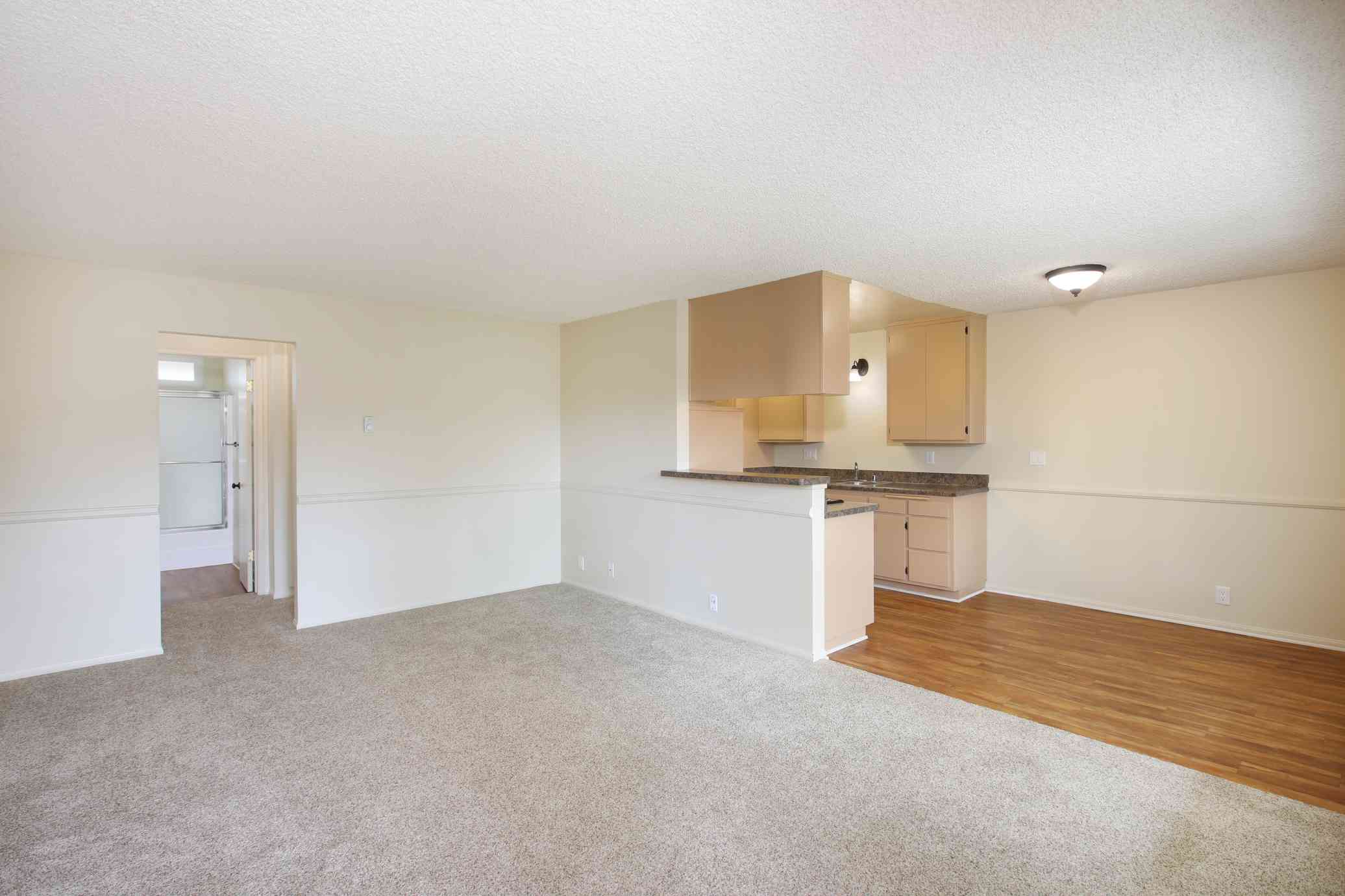 spacious open concept living and dining area